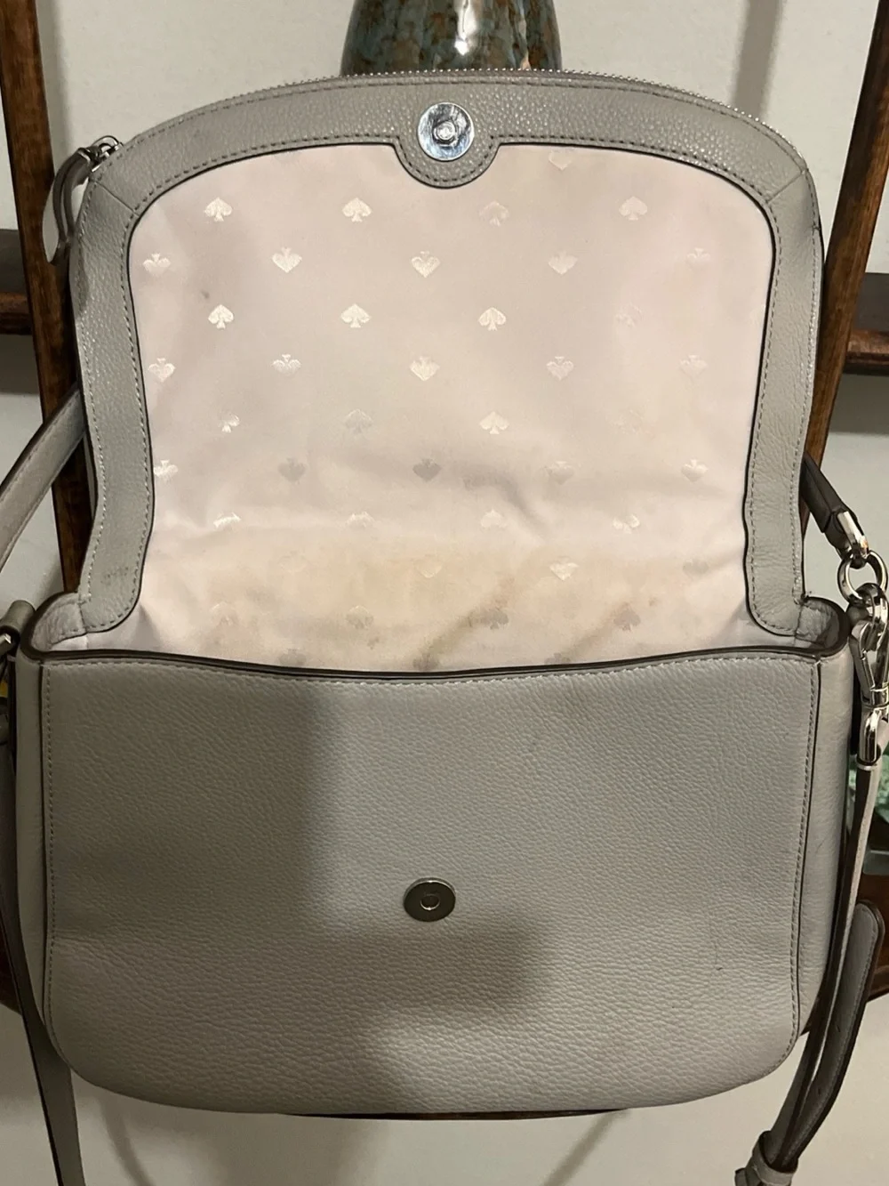 kate spade Pebbled Leather Shoulder Bag in Light Gray